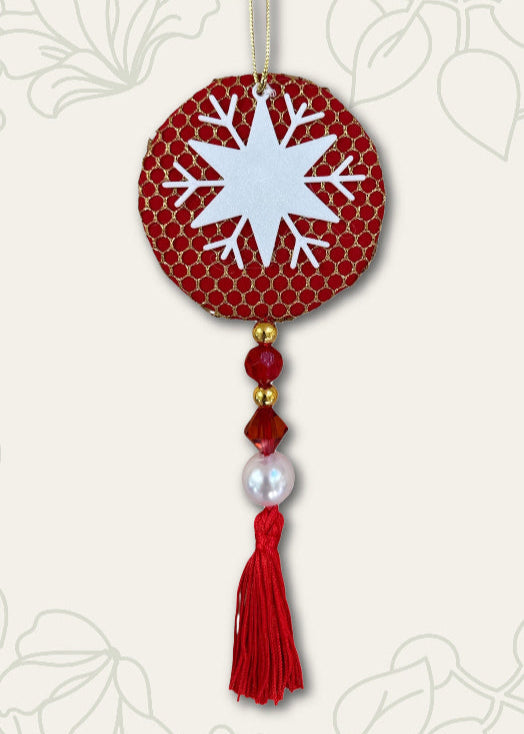 Snowflakes with Beads and Tassel Ornament