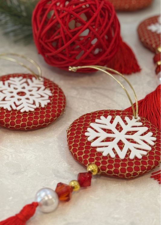 Snowflakes with Beads and Tassel Ornament